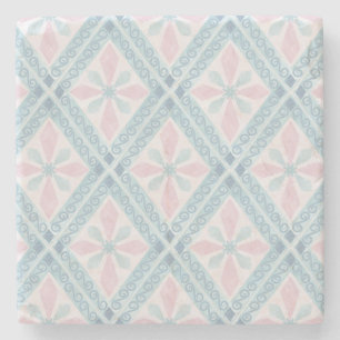 Blauw Diamant Geometrisch Patroon Stenen Onderzetter