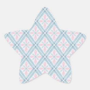 Blauw Diamant Geometrisch Patroon Ster Sticker