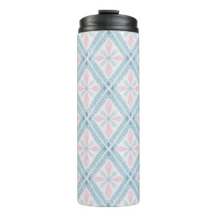 Blauw Diamant Geometrisch Patroon Thermosbeker