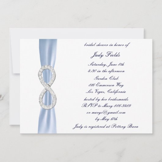 Blauw Diamant Oneindig Bruidsfeest Uitnodiging (Voorkant)