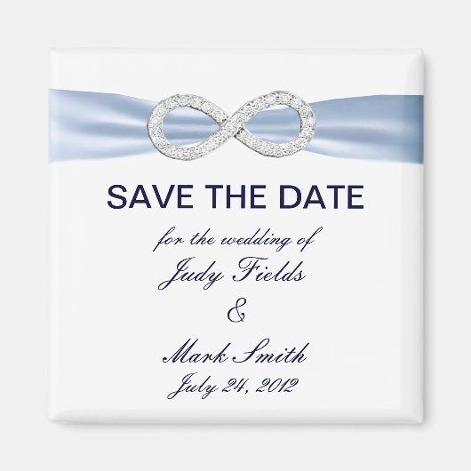 Blauw Diamant Oneindig Trouwdag Save The Date Magn Magneet (Voorkant)