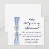 Blauw Diamant Oneindigheid Trouw Bruidsmeisje Kaar Kaart (Voorkant / Achterkant)