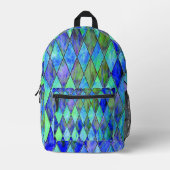 Blauw Diamant Ontwerp Bedrukte Rugzak (Voorkant)