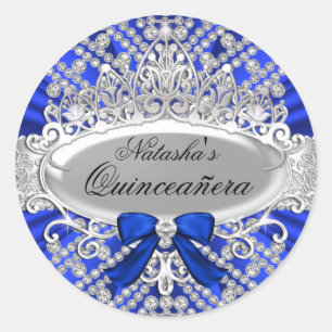 Blauw Diamant & Tiara Quinceañera Sticker