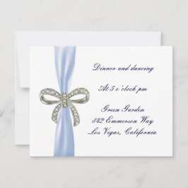 Blauw Diamanten Boog Bruiloftsreceptiekaart Kaart
