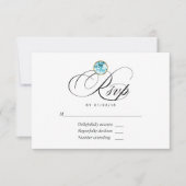 Blauw Diamanten Bruiloft RSVP Kaart (Voorkant)