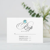 Blauw Diamanten Bruiloft RSVP Kaart (Staand voorkant)