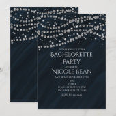 Blauw & Diamanten Glamour Glitter Uitnodigingen (Voorkant / Achterkant)