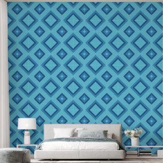 Blauw Diamanten Patroon Behang