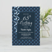 Blauw Diamantpatroon 65e Verjaardagsfeest Kaart (Staand voorkant)