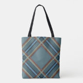 Blauw diamantpatroon Tartan Canvas tas (Achterkant)