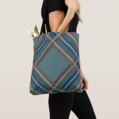 Blauw diamantpatroon Tartan Canvas tas (Dichtbij)