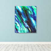 Blauw diep Zee Turbulence Alcohol Ink Painting Canvas Afdruk (Insitu (Houten vloer))