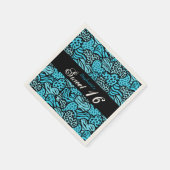 Blauw dier patroon harten Sweet 16 servet (Hoek)