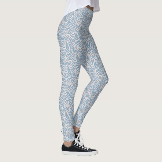Blauw Dier Print Tijgerstrepen Leggings (Rechts)