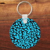 Blauw Dieren Stippen Abstract Sleutelhanger (Voorkant)