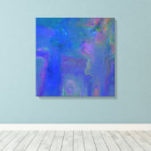 Blauw Digitaal Abstract Canvas Wrap Print (Insitu (Houten vloer))
