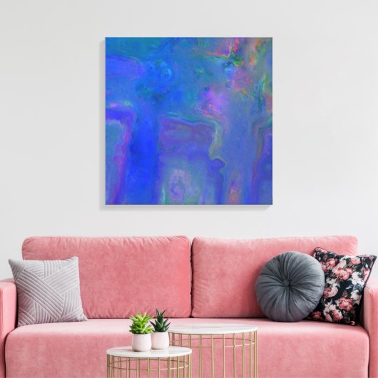 Blauw Digitaal Abstract Canvas Wrap Print (Insitu (Woonkamer))