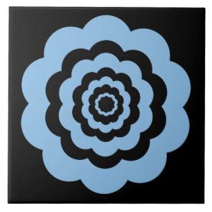 Blauw digitaal bloemmotief tegeltje