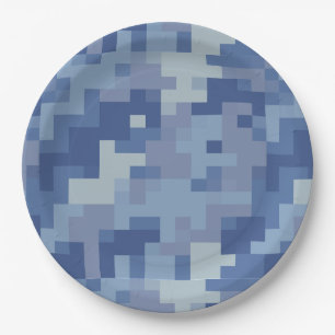 Blauw Digitaal Camouflage Document Borden Papieren Bordje