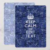 Blauw digitale camouflage BLIJF KALM EN Bewerk tek (Voorkant / Achterkant)
