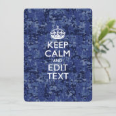 Blauw digitale camouflage BLIJF KALM EN Bewerk tek (Staand voorkant)