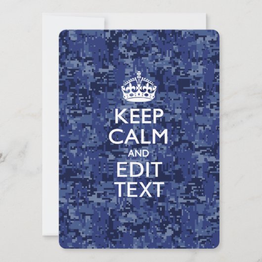 Blauw digitale camouflage BLIJF KALM EN Bewerk tek (Voorkant)