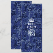 Blauw digitale camouflage BLIJF KALM EN Bewerk tek (Voorkant / Achterkant)