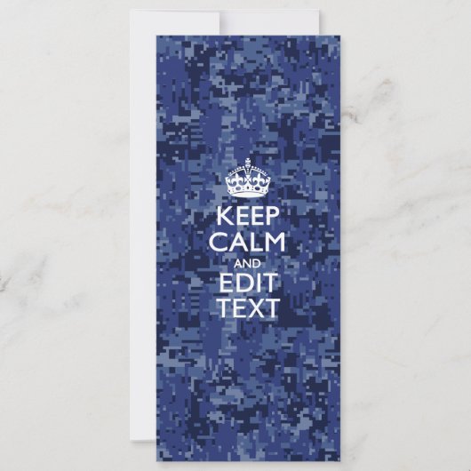 Blauw digitale camouflage BLIJF KALM EN Bewerk tek (Voorkant)