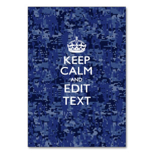 Blauw digitale camouflage BLIJF KALM EN Bewerk tek Kaart