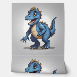Blauw Dino Kinder accentwanddecor Behang