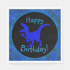 Blauw dinohuid Gelukkig verjaardag! Servet