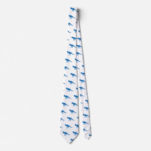 Blauw Dinosauerpatroon Stropdas (Voorkant)