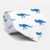 Blauw Dinosauerpatroon Stropdas (Opgerold)