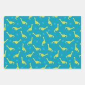 Blauw dinosauruspatroon inpakpapier vel (Voorkant)