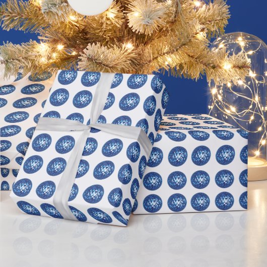 Blauw Disco Ball Patroon Cadeaupapier (Feestdagen)