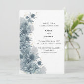 Blauw Distel Botanische Trouw Uitnodiging (Staand voorkant)