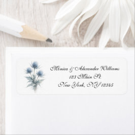 Blauw Distel Schotse Bloem Retouradres Label