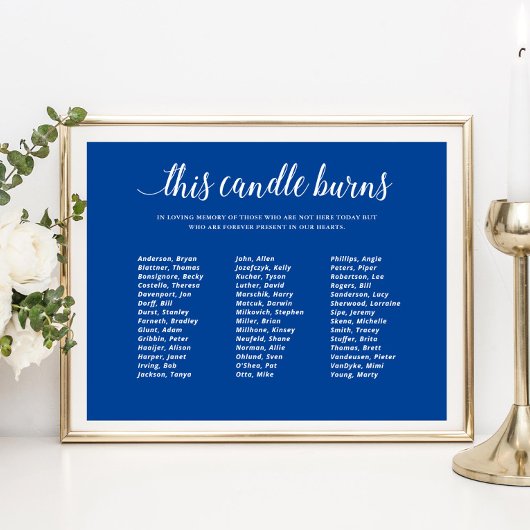 Blauw Dit kaarsblauw brandt klasse Reunion Memoria Poster