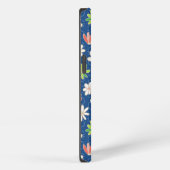 Blauw Ditsy Bloemen Monogram iPhone Hoesje (Rechterkant)