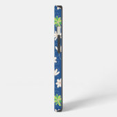 Blauw Ditsy Bloemen Monogram iPhone Hoesje (Linkerkant)
