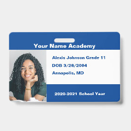 Blauw Doe-Het-Zelf Aangepaste Homeschool-foto Badge