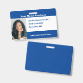 Blauw Doe-Het-Zelf Aangepaste Homeschool-foto Badge (Voor- en achterkant)