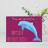 Blauw dolfijn meisje of tienjarig feest kaart (Staand voorkant)