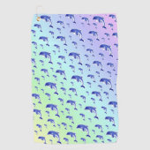 blauw, dolfijn, vis, natuur, aquatisch, design; golfhanddoek (Voorkant)