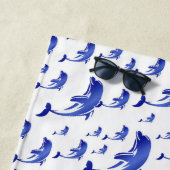 blauw, dolfijn, vis, natuur, aquatisch, design; strandlaken (In situ)