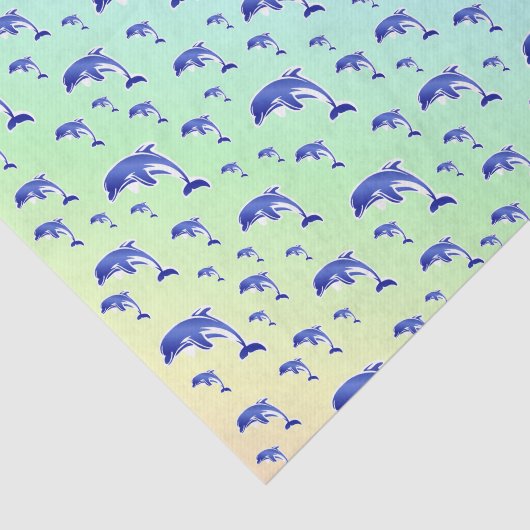 blauw, dolfijn, vis, natuur, aquatisch, design; tissuepapier (Detail)