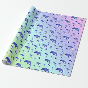 blauw,dolfijn, vis, natuur, water-, ontwerp, schoo cadeaupapier