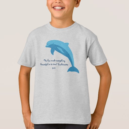 Blauw dolfijnenontwerp met Ecclesiastes tweekleuri T-shirt (Voorkant)