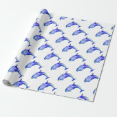 Blauw Dolphin Wrapping Paper Cadeaupapier (Uitgerold)
